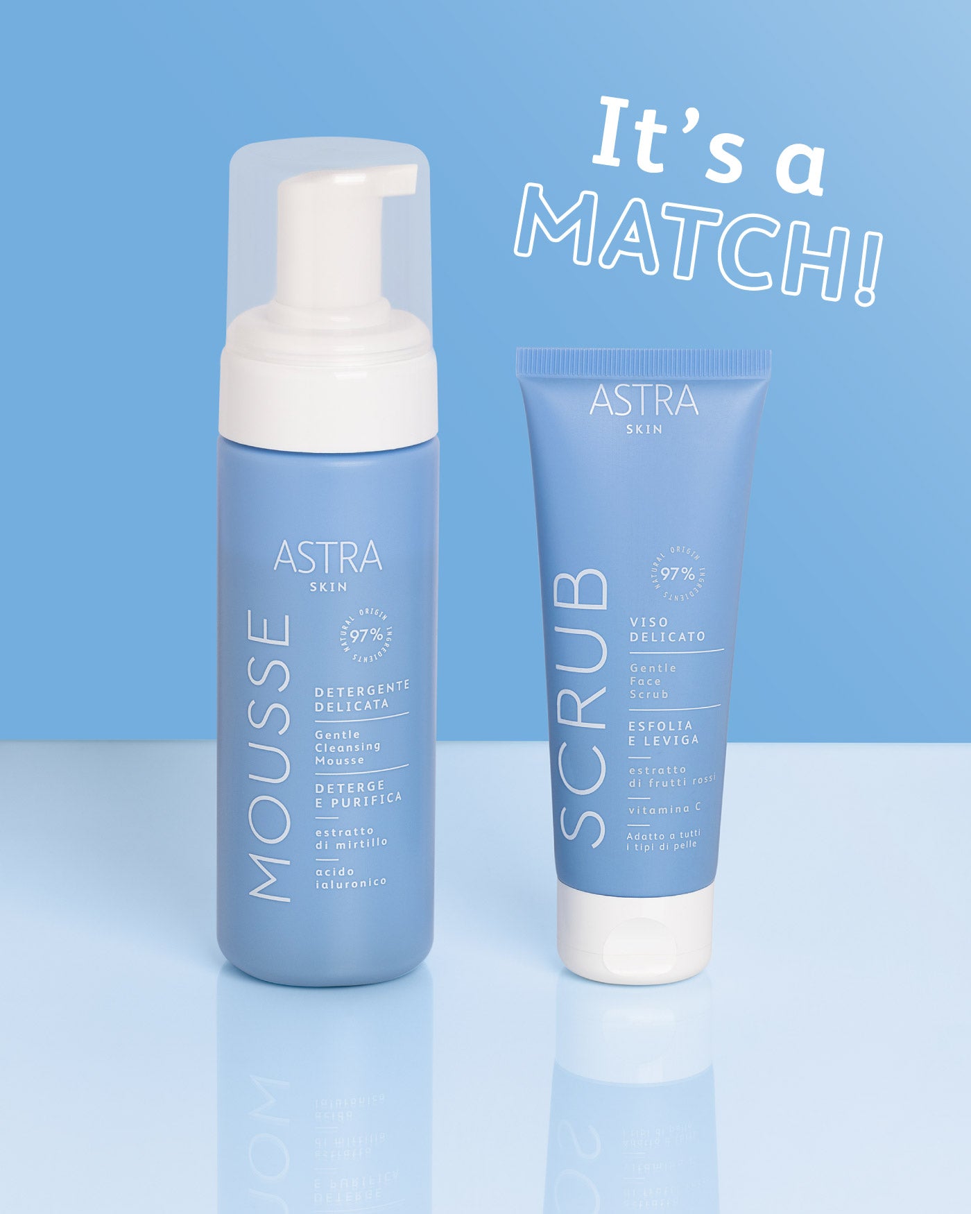 SET MATCH - Mousse Detergente + Scrub Viso - Tutti i prodotti - Astra Make-Up