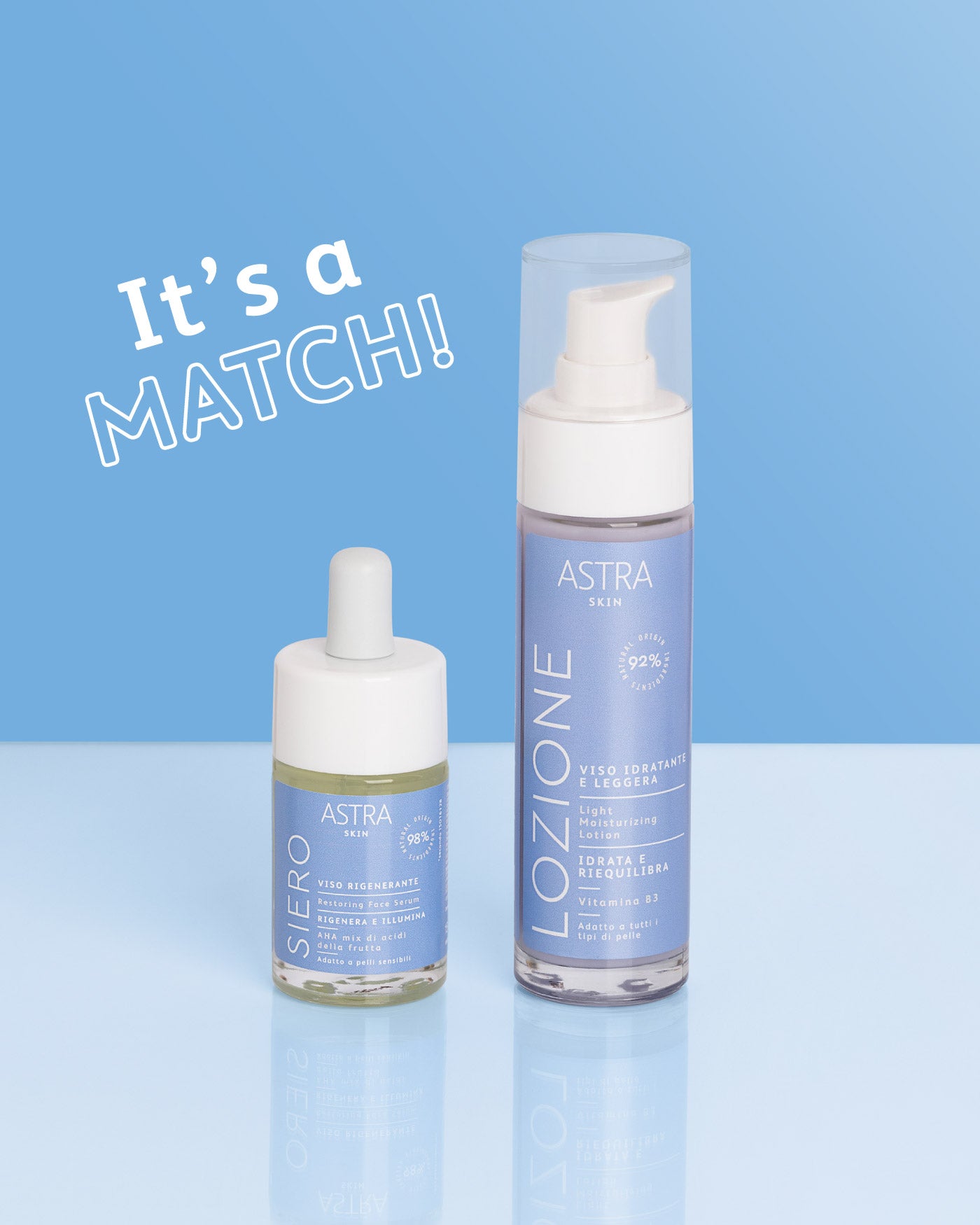 SET MATCH - Siero Rigenerante + Lozione Idratante - Tutti i prodotti - Astra Make-Up